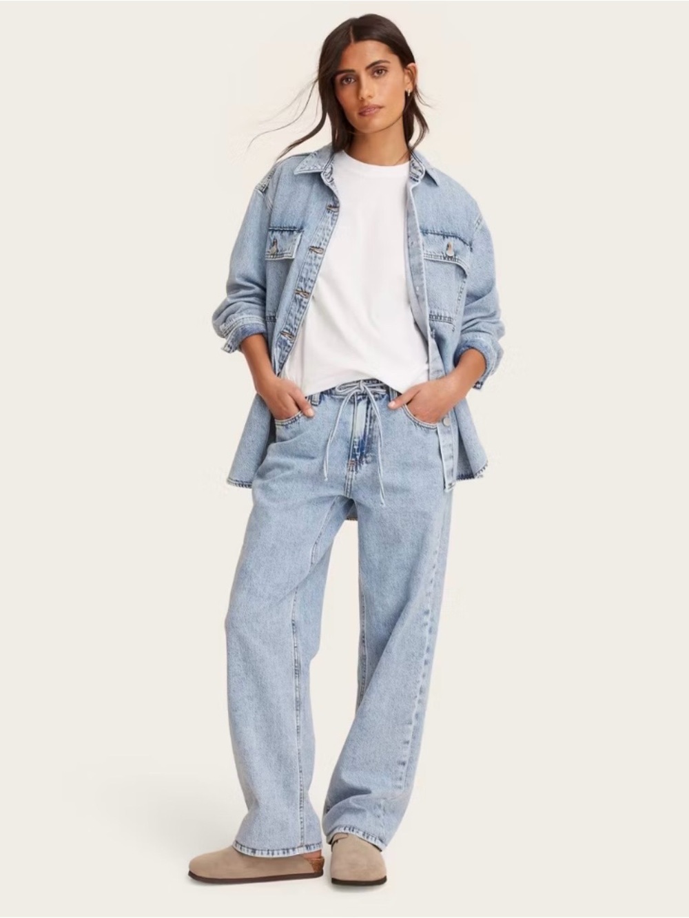 Parke x Target Light Wash Mid-Rise Drawstring Baggy Jeans Size 8